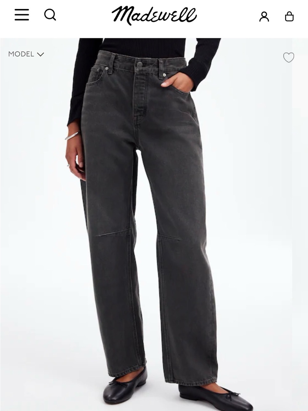 Madewell Women's barrel Jeans in Washed Black - new w/tags 100% cotton